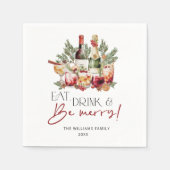 Modernes Essen Drink und frohe Weihnachten. Serviette (Vorderseite)