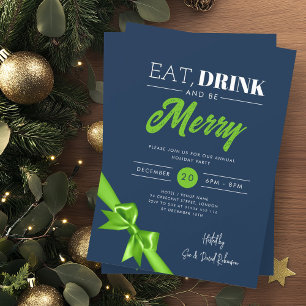 Modernes Essen, trinken Sie fröhlich Xmas grüne Ba Einladung