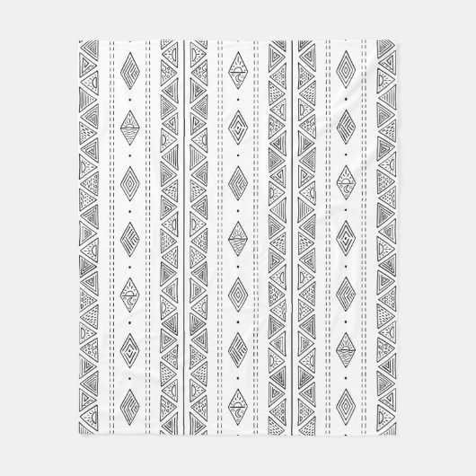 Modernes ethnisches Muster aus dem weißen und schw Fleecedecke (Vorderseite)