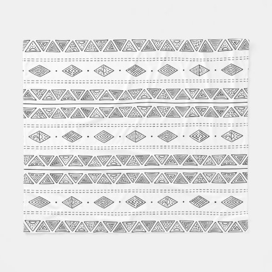 Modernes ethnisches Muster aus dem weißen und schw Fleecedecke (Vorderseite (Horizontal))