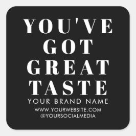 Modernes Etikett für die Verpackung von schwarzen  Quadratischer Aufkleber