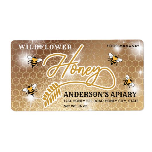 Modernes Etikett für Honigzweig (Vorne)
