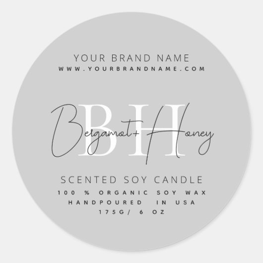 Modernes Etikett für Monogramm-Schriftzeichen Runder Aufkleber (Vorderseite)