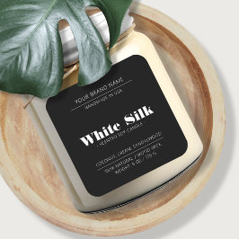 Modernes Etikett für schwarze Produkte Quadratischer Aufkleber