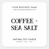 Modernes Etikett für Sojakkerzen Quadratischer Aufkleber (Vorderseite)