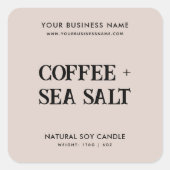 Modernes Etikett für Sojakkerzen Quadratischer Aufkleber (Vorderseite)