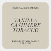 Modernes Etikett mit Kerzenhalter und minimalem Au Quadratischer Aufkleber (Vorderseite)