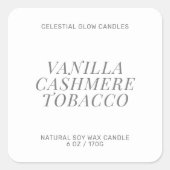 Modernes Etikett mit Kerzenhalter und minimalem Au Quadratischer Aufkleber (Vorderseite)