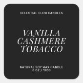 Modernes Etikett mit Kerzenhalter und minimalem Au Quadratischer Aufkleber (Vorderseite)