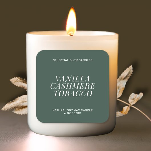 Modernes Etikett mit Kerzenhalter und minimalem Au Quadratischer Aufkleber