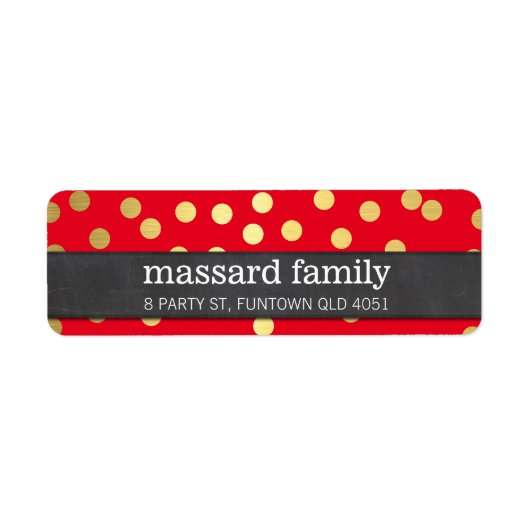 MODERNES ETIKETT spielerische Konfetti-Flecken Gol (Vorne)