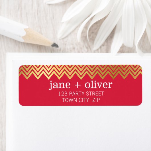 MODERNES ETIKETT Zickzack Muster niedliche Goldfol (Insitu)