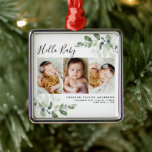 Modernes Eucalyptus Baby-Foto Ornament Aus Metall<br><div class="desc">Modernes Foto</div>