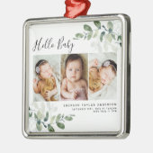 Modernes Eucalyptus Baby-Foto Ornament Aus Metall (Links)