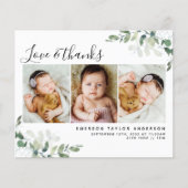 Modernes Eucalyptus Foto Baby Danke Karte (Vorderseite)