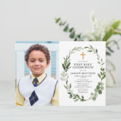 Modernes Eucalyptus-Foto Einladung (Stehend Vorderseite)