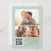 Modernes Eukalyptus 3 Fotos QR Code Wedding Einladung (Rückseite)
