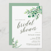 Modernes Eukalyptus Botanisches Grünes Brautparty Einladung (Vorne/Hinten)