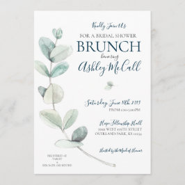 Modernes Eukalyptus-Brautparty für Wasserfarben la Einladung