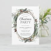 Modernes Eukalyptus Dusty Winter Weihnachtsfest Pa Einladung (Stehend Vorderseite)