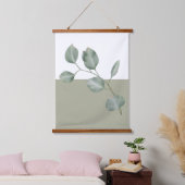 Modernes Eukalyptus-Farbband Wandteppich Mit Holzrahmen (Schlafzimmer)