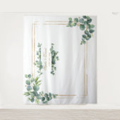 Modernes Eukalyptus Foliage Gold Frame Wedding Pro Wandteppich (Vorderseite)