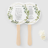 Modernes Eukalyptus-Foliage-Hochzeitsprogramm Fächer (Vorne und Hinten)