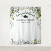 Modernes Eukalyptus-Foto-Aquarell Wandteppich (Vorderseite)