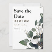 Modernes Eukalyptus-Foto Save The Date (Vorderseite)