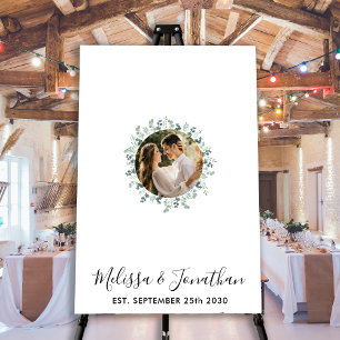 Modernes Eukalyptus-Foto Wedding Gästebuchposter Poster