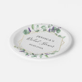 Modernes Eukalyptus Geometrisches Brautparty Pappteller (Schrägansicht)