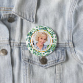 Modernes Eukalyptus Gold Foto Beerdigung Memorial Button (Beispiel)