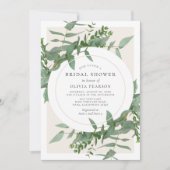 Modernes Eukalyptus Greenery Circle Brautparty Einladung (Vorderseite)