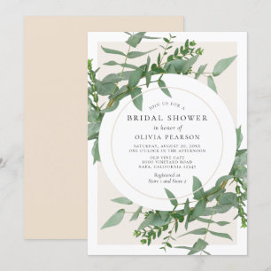 Modernes Eukalyptus Greenery Circle Brautparty Einladung