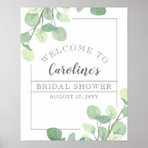 Modernes Eukalyptus Grünes Brautparty Willkommen