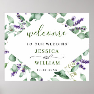 Modernes Eukalyptus Lavender WEDDING Begrüßungszei Poster