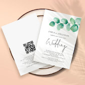 Modernes Eukalyptus QR Code Wedding Einladung