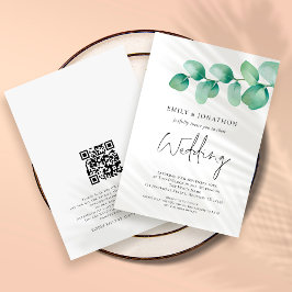Modernes Eukalyptus QR Code Wedding Einladung