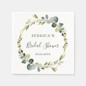 Modernes Eukalyptus-Rahmen-Brautparty Serviette (Vorderseite)
