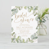 Modernes Eukalyptus-Sage Grünes Brautparty Einladung (Stehend Vorderseite)