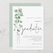 Modernes Eukalyptus Script 2024 Abschluss Einladung (Vorne/Hinten)