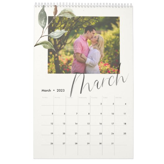 Modernes Eukalyptus-Script-Foto Kalender (Mär 2023)