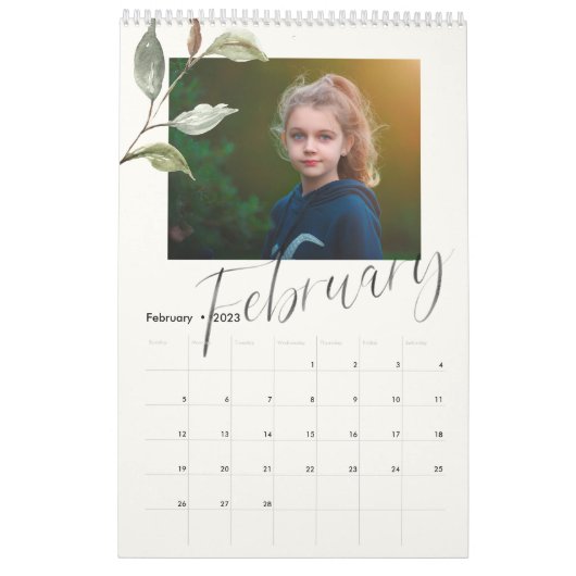 Modernes Eukalyptus-Script-Foto Kalender (Feb 2023)