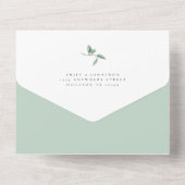 Modernes Eukalyptus Script QR Code Hochzeit All In One Einladung (Rückseite)