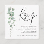 Modernes Eukalyptus Script QR Code Wedding RSVP Begleitkarte (Vorderseite)