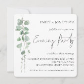 Modernes Eukalyptus Script Wedding Abend Party Einladung (Vorderseite)