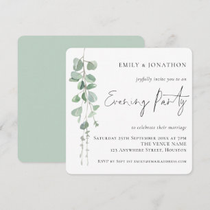 Modernes Eukalyptus Script Wedding Abend Party Einladung