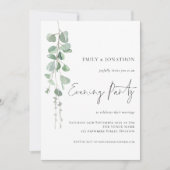 Modernes Eukalyptus Wedding Abend Party Einladung (Vorderseite)