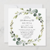 Modernes Eukalyptus-Wreath-Frame-FOTO Hochzeit Einladung (Vorderseite)