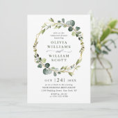 Modernes Eukalyptus Wreath Frame PROBE DINNER Einladung (Stehend Vorderseite)